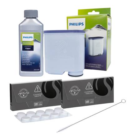 ZESTAW: Filtr Philips Saeco CA6903 AquaClean + odkamieniacz CA6700 + 2x tabletki czyszczące + szczoteczka